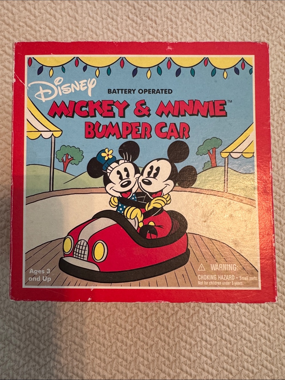 Disney Mickey & Minnie Bumper Car Box – Red, Black, Yellow, Blue New IOB
